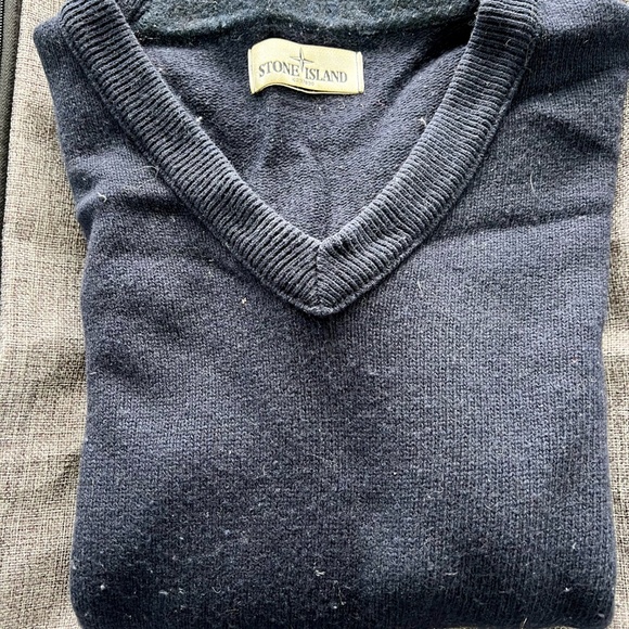 Stone Island 80% Wool 20% Polyamide XL V-Neck Sweater - Picture 4 of 7